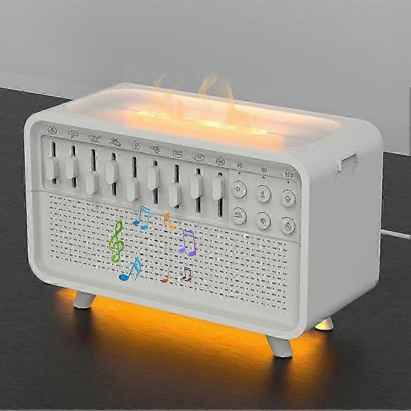 Smart White Noise Machine with Bluetooth & Night Light, Echo Flame Aroma Diffuser Sleep Aid Sound Machine with 8 Soothing Sounds