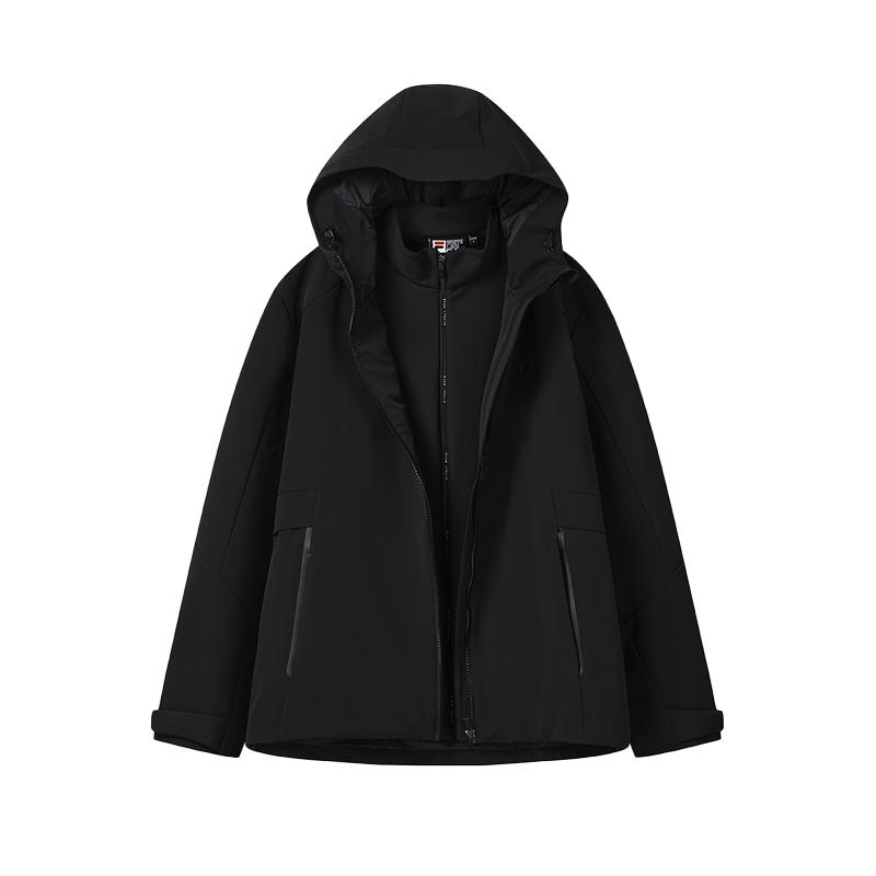 FILA White Casual Versatile Elastic Durable Warm Two-Piece Woven Hooded Jacket Men jackets F11M543704FBK