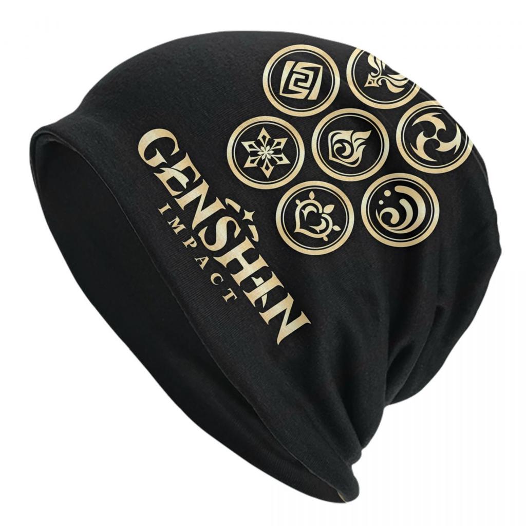 Game Anemo Geo Pyro Hydro Genshin Impact GANYU Bonnet Femme Hip Hop Knit Hat For Winter Warm Cryo Electro Dendro Beanies Caps