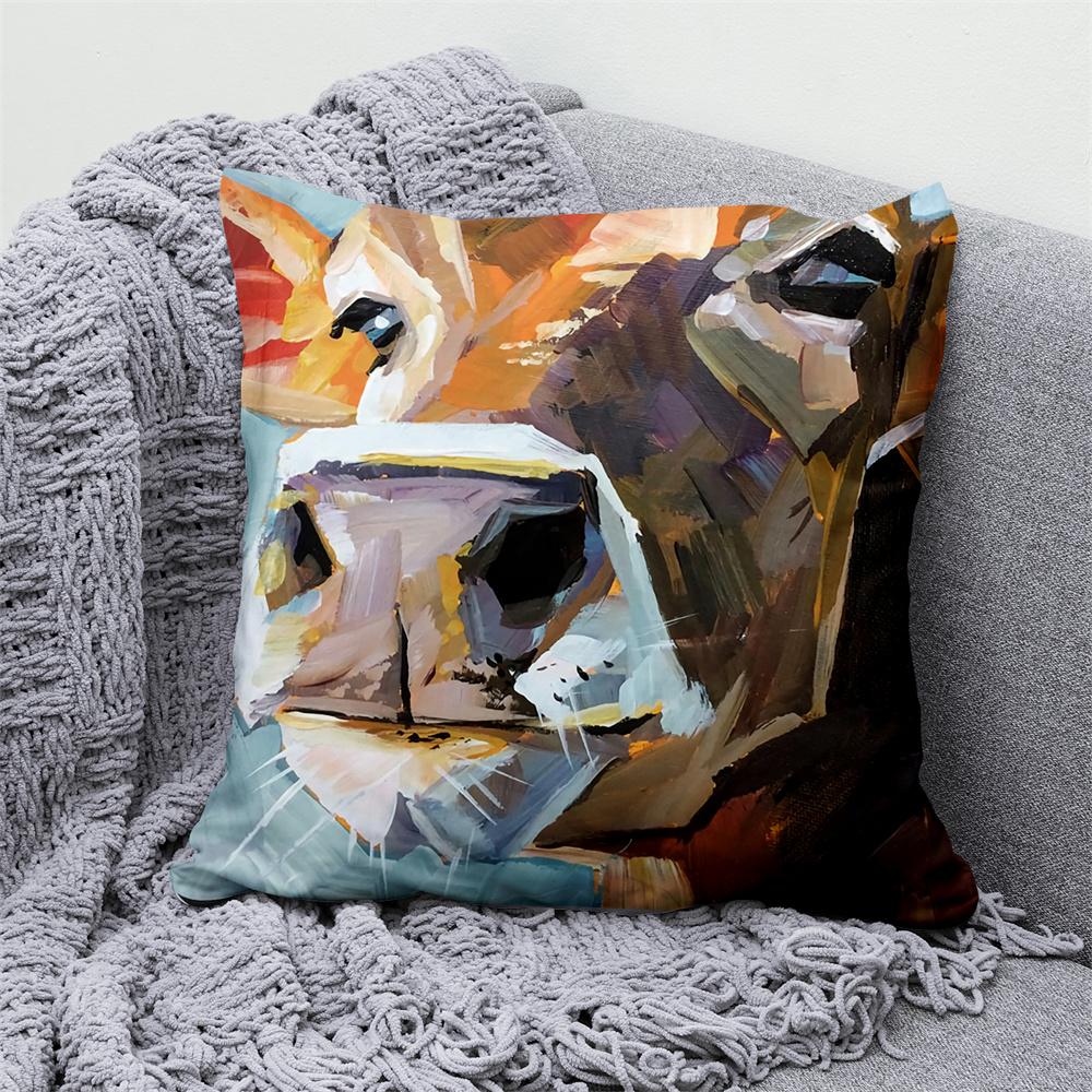 Juste De Coussin En Velours Animal Floral, Taie D'oreiller Décorative, Oreiller Pour La Maison, Canapé, Chambre, Voiture, Loup, Vache