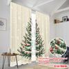 2pcs,2D plane printing Curtain Popular Christmas Tree Snow Berries (3) Versatile Polyester Fabric (without rod) Room Decor