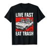 Vintage Live Eat Trash Funny Raccoon Driving Retro Car Tshirt For Men Women 100 Cotton T Shirts Short Sleeve Tops 04102