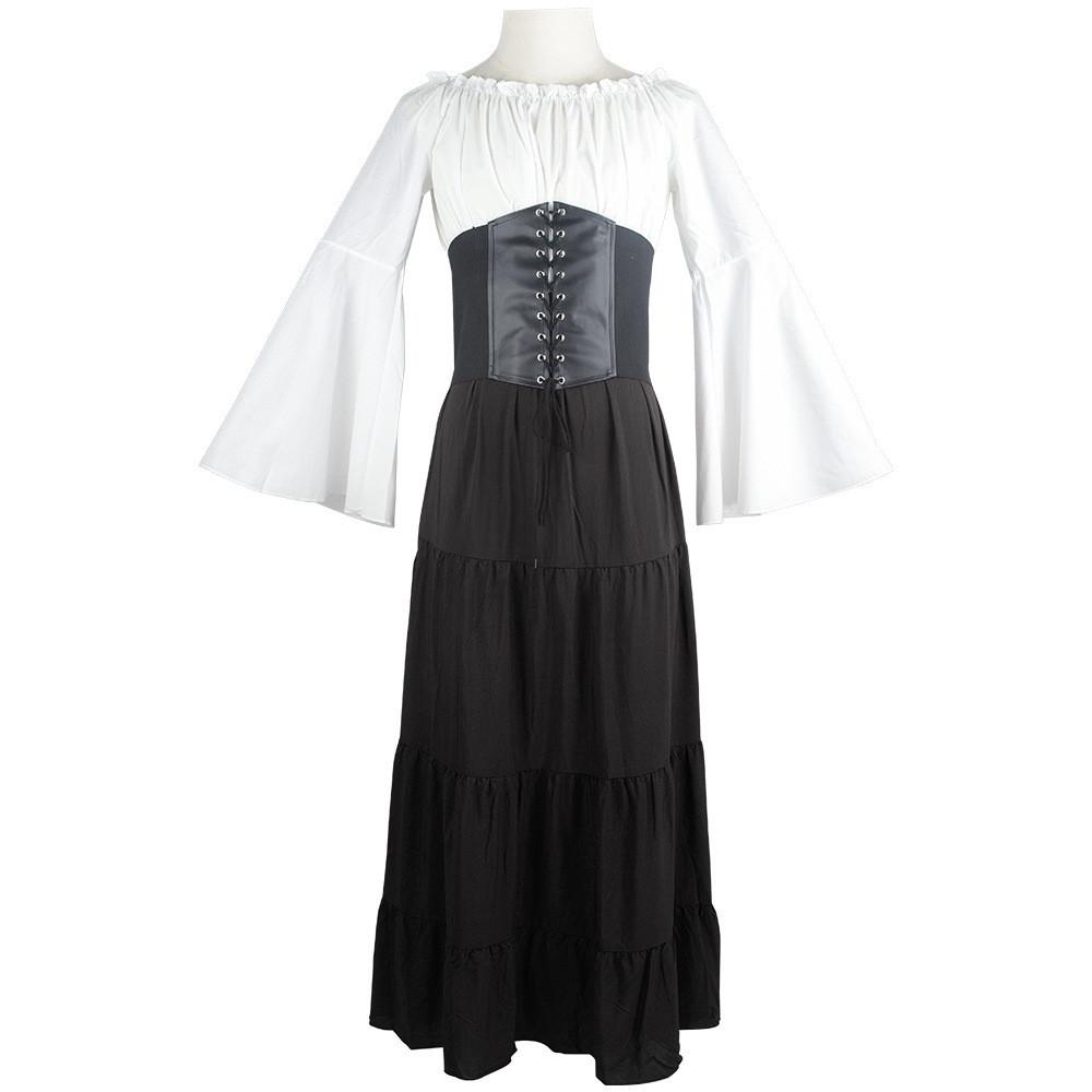 Ages Cosplay Middle Clothing Belted Dress Party Dresses Polyester Women Retro