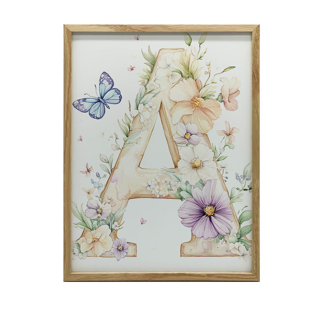 Poster Floral Letter "A" For Children Poster Floral Letter "A" For Children, 50X70 Cm, Without Frame, Premium Canvas On Stretcher