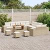 VidaXL Ensemble de canapé de jardin 14 pièces avec coussins beiges en rotin synthétique acacia 3364021