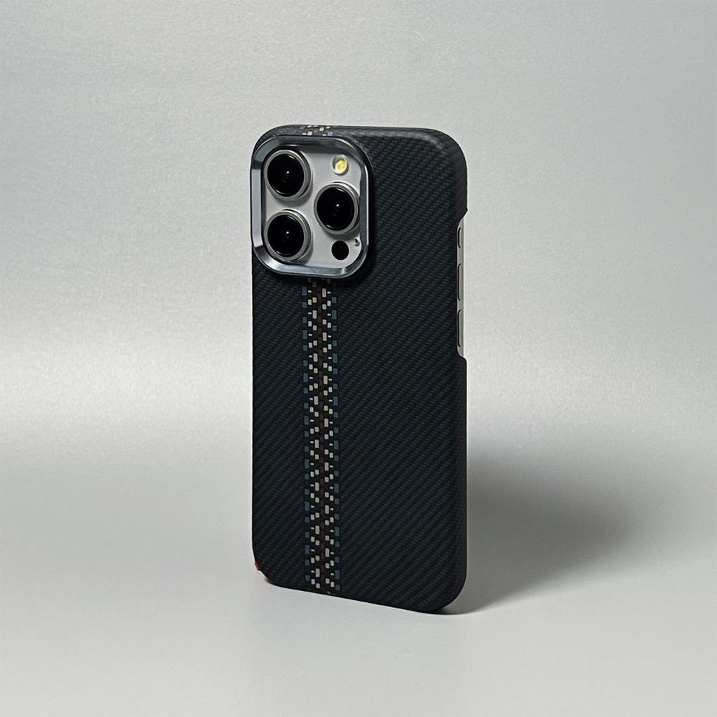 Kevlar Carbon Fiber Magnetic Half-Cover Case for iPhone 17 Pro Max