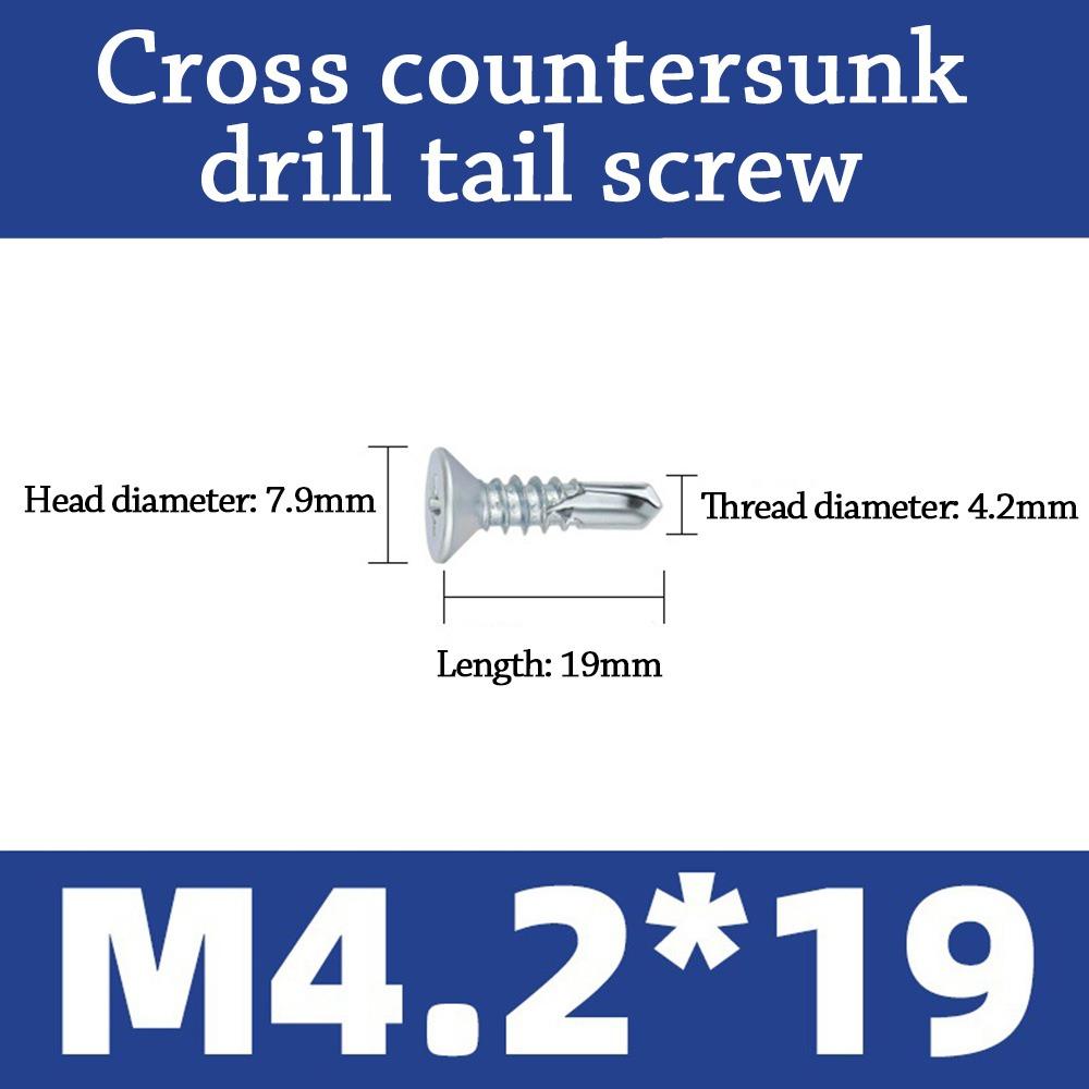 500g M4.2 Self-Drilling Screws Length 13-50mm Countersunk Head Self-Tapping Screws Quick Tapping Dovetail Wire Drilling Screw