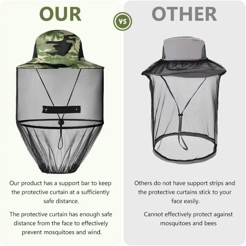 Anti-Mosquito Hat Outdoor Fishing Hats The Sun Hat Summer Hat Sun Fishing Hat Cap Mesh Hat with Net Mesh for Men Women