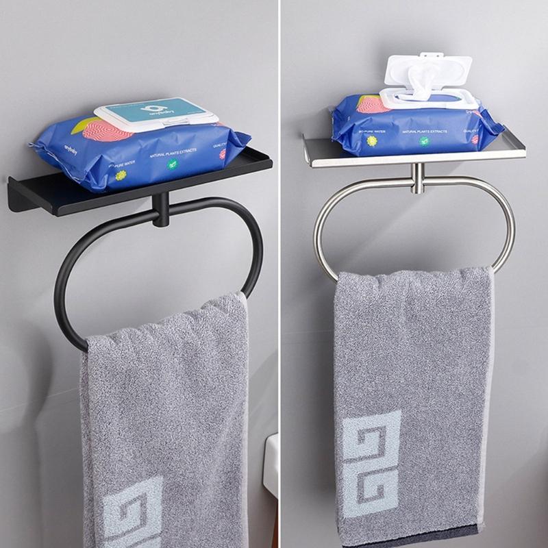 Modern Towel Rings Bathroom Storage Solution Sturdy Stainless Steel Construction Fit Various Wall Types Daily Use