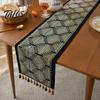 Heat Resistant Table Runner Jacquard Geometric Runner, Colorful Triangles Vintage Floral Tassel Edge with Edges for Home Farmhouse Dining Decor