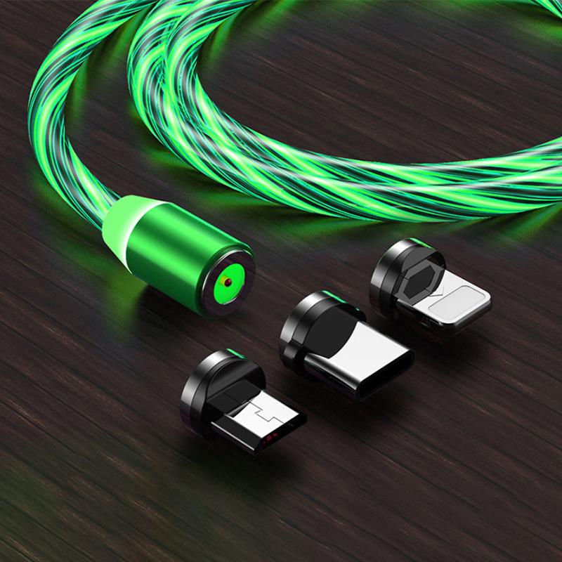 Glowing Cable Mobile Phone Charging Cables Led Light Micro Usb Type C Charger For Samsung Iphone Magnetic Phone Charge Wire Cord