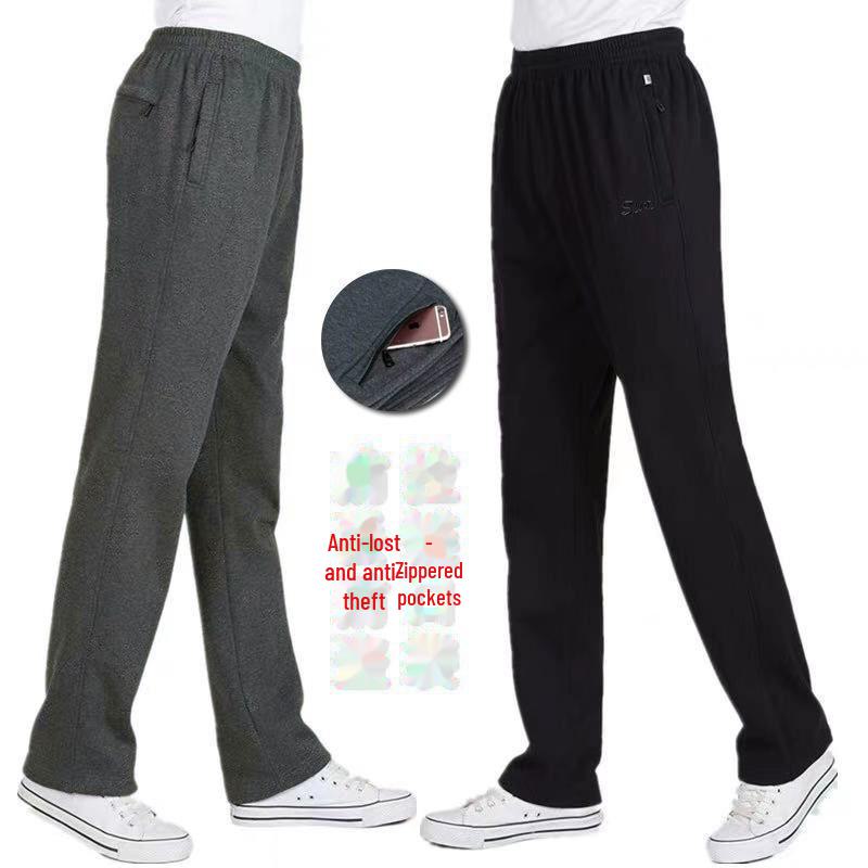 Men's Thickened Warm Straight-Leg Casual Trousers for Autumn and Winter