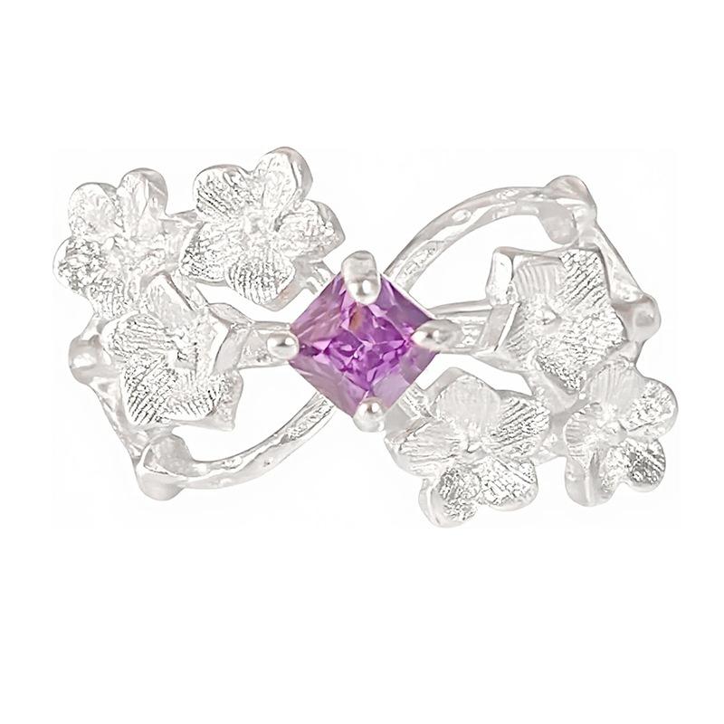 Lila Zirkon Schmetterling Maiglöckchen Fransen Offener Ring Exquisit Sanft Licht Luxus Hochwertiger Sternblume Stapelring