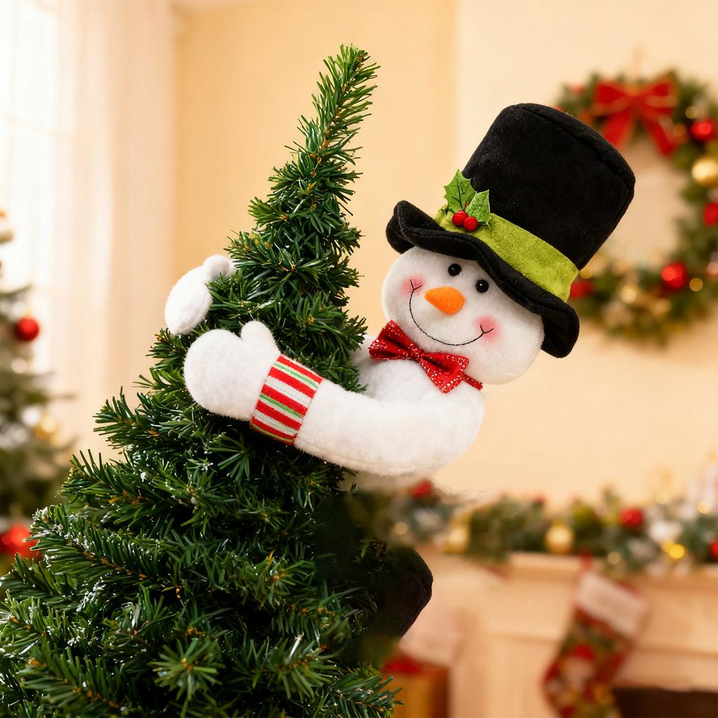 Large Christmas Tree Top Decoration With Cartoon Snowman And Star, Suitable For Home, Party, Hotel, And Holiday Celebration Displays.