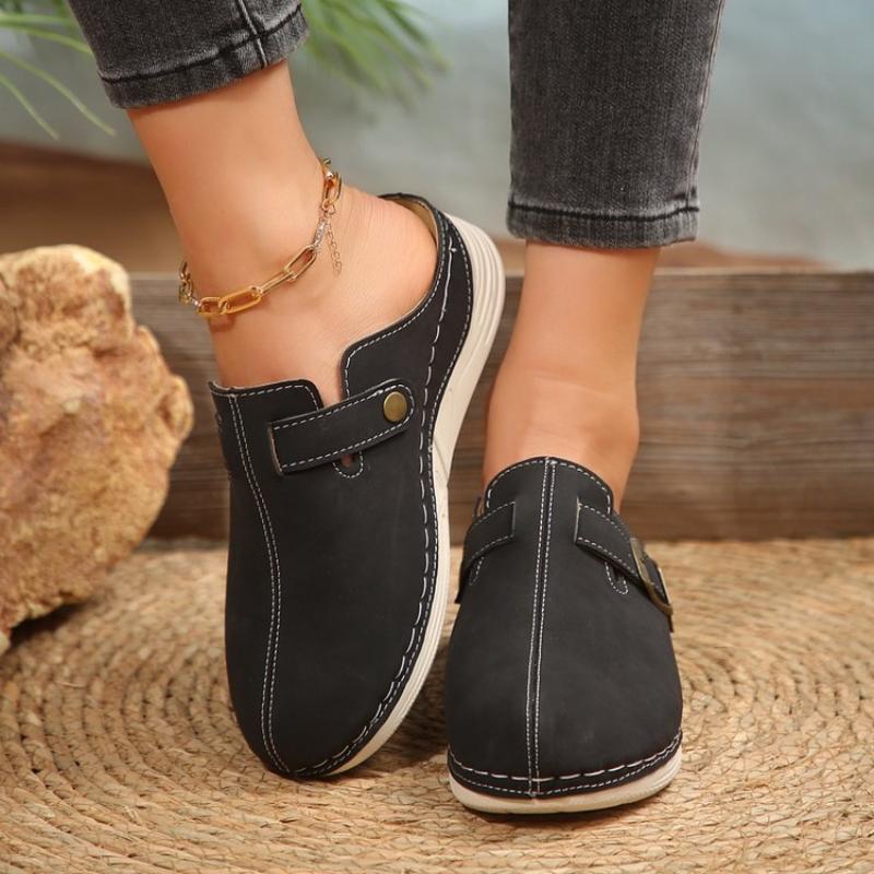 Mode Damen Hausschuhe 2025 Neue Sommer Mode Geschlossene Zehenpartie Plateau Hausschuhe Sandalen Damen Vintage Pantoletten Damen Schuhe Keilabsatz Hausschuhe