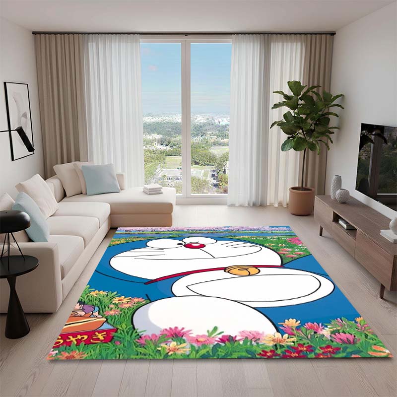 Cute Doraemon Rug, Suitable for Playrooms, Bedrooms, Living Rooms, Sofas, and Other Home Décor; Non-slip Children's Mat.