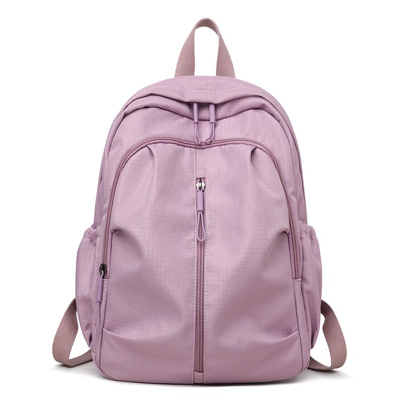 Solid Color Travel Backpack Water-Repellent Large Capacity Schoolbag for Middle School Students
