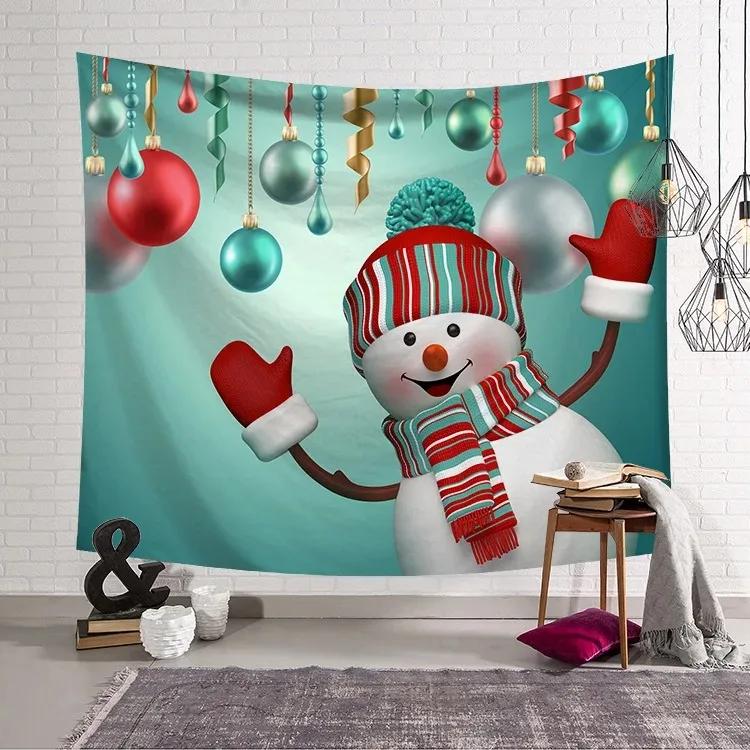 

Рождественский мультфильм Снеговик Гобелен Гостиная Диван Домашнее украшение Рождественский подарок 100x75cm