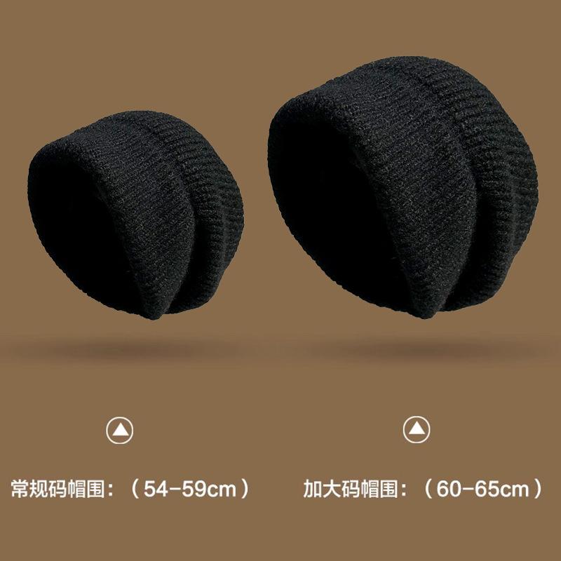 Autumn and Winter Hats Women's Big Head Circumference Knitted Hats Fashionable Versatile Ear Protectors Wool Hats Warm Windproof Cold Hats