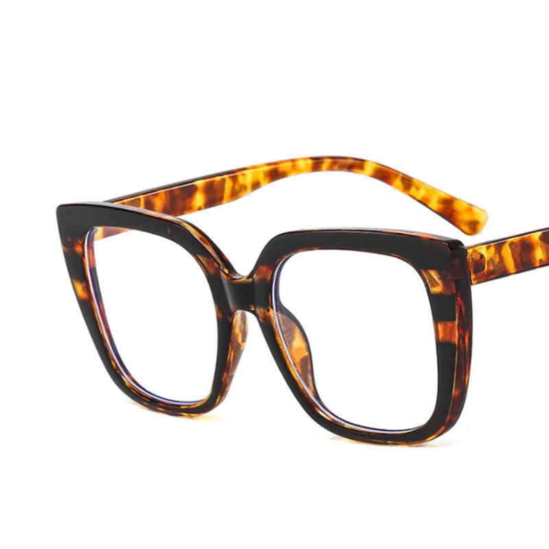 Oversize Square Frame Clear Lens Glasses Colorful Leopard Myopia Nerd Spectacles Degree -0.5 -1.0 -2.0 -3.0 -4.0 To -6.0
