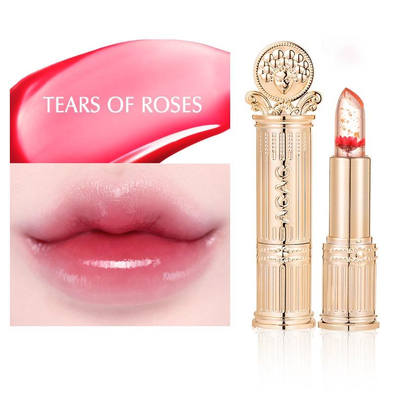 Rossetto Cristallo Fiore Colore Trasparente Cambia Colore con la Temperatura Idratante a Lunga Durata Idratante Rossetto che Cambia Colore