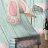 Easter Bunny Tail Wood Curtain Colorful Eggs Happy Transparent Voile Curtains Living Dining Room Bedroom Drapes Light Filtering For Sleeping Area