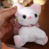 Soft Bow Cat Plush Keychain PP Cotton Stuffed Doll Keychain Lovely Kitty Keyring Doll  Kid Girl Boy