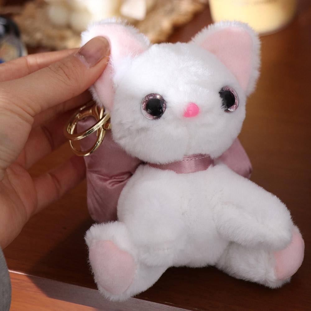Soft Bow Cat Plush Keychain PP Cotton Stuffed Doll Keychain Lovely Kitty Keyring Doll Kid Girl Boy