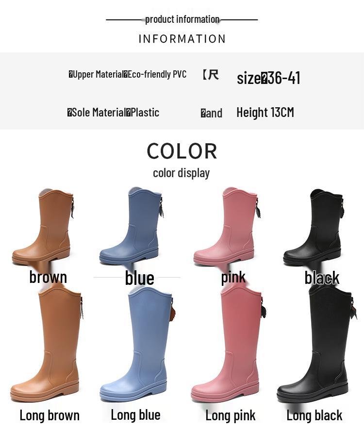 Women's Fashionable Waterproof Mid-High Rain Boots, Non-Slip & Wear-Resistant for Kitchen or Outdoor Use