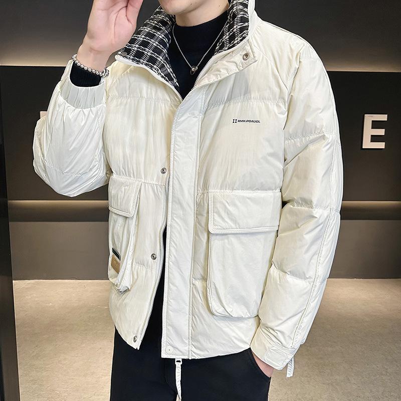 

Зимний пуховик мужской короткий воротник-стойка модный бренд спецодежда утолщенный теплый топ пара свободное пальто 4XL белый