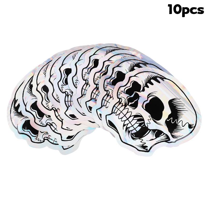 

10-100 шт. Пакет для печенья в виде черепа на Хэллоуин, лазерный самоклеящийся подарочный упаковочный пакет, пластиковый пакетик, детские угощения на Хэллоуин, сувениры для вечеринки 12x12cm