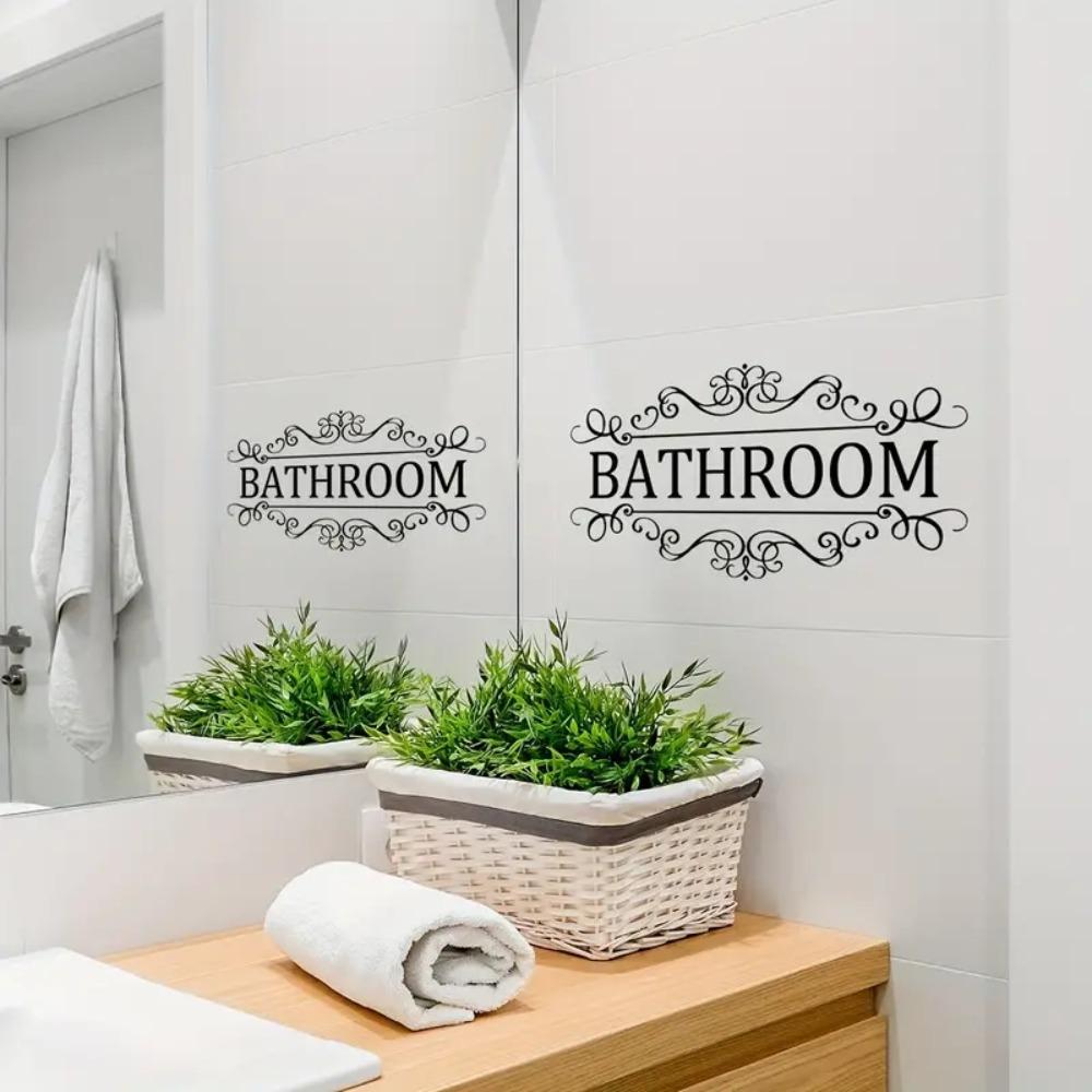 Black Toilet Door Stickers Removable Bathroom Wall Sticker WC Doorway Sign  Cabinet