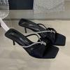 Mode Luxus Strass Schuhe Damen Absätze Hausschuhe Schuhe Mode Spitzschuh Damen Absatz-Hausschuhe Sandalen Schuhe Damen Pantoletten