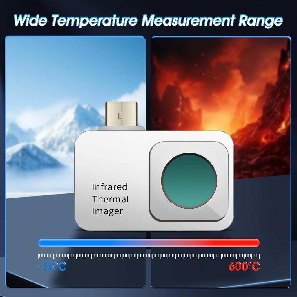256*192 Resolution Infrared Thermal Imager Phone APP Type, -15°C to 600°C Wide-Range Temperature Measurement, For Android System