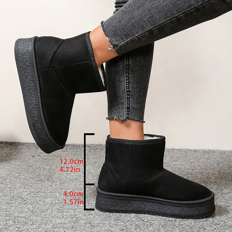 Thicken Plush Women's Snow Boots Winter Anti Slip Platform Cotton Padded Shoes Woman Faux Suede Fleece Lining Short Booties 42