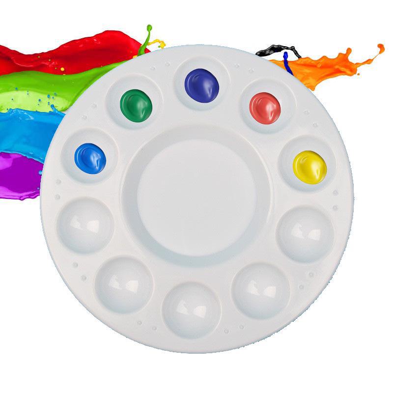 "Children's White Plastic Painting Palette: Plum-Shaped Acrylic & Watercolor Tray"