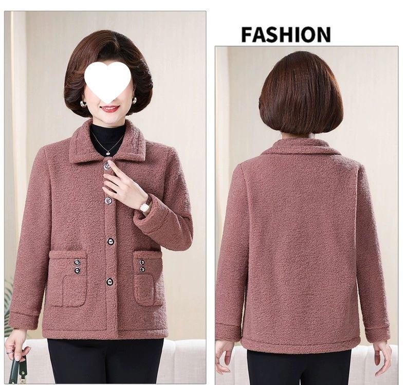 Mom's Plus Size Fleece-Lined Cotton Coat – Thick, Particle Fleece Jacket for Autumn/Winter, Stylish & Loose Fit for Middle-Aged Women