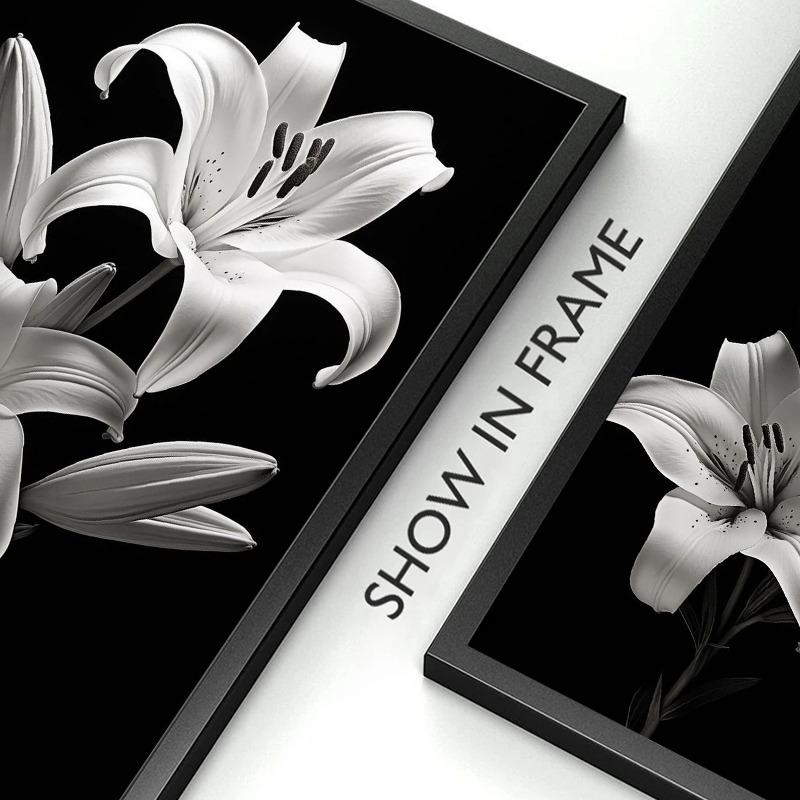 Modern Black and White Flower Posters Abstract Canvas Painting Print Pictures Wall Art Poster Home Living Room Decor Frameless