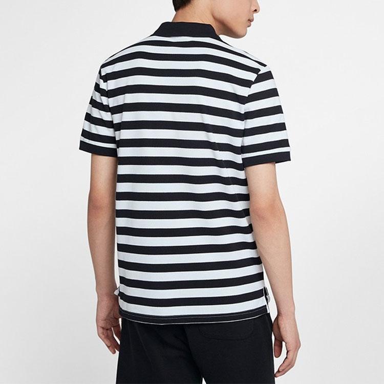 Nike Striped Short Sleeve Polo Shirt Men Tops Black BQ9075-010