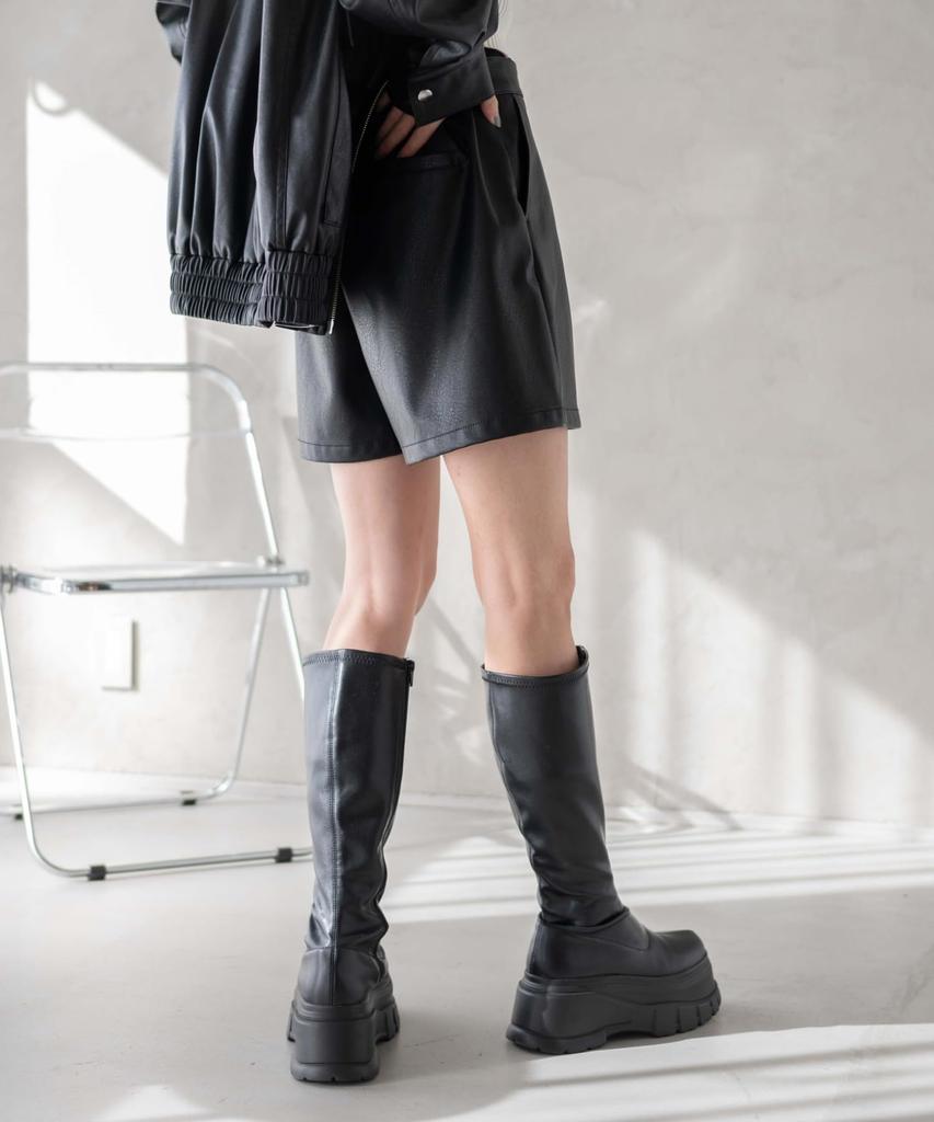 WEGO PU Faux Korean Size Black Women's Vintage-Like Shorts, Trousers, Bottoms, Leather, Style, Girly, Casual, Gift, Spring, Autumn, Winter, M,