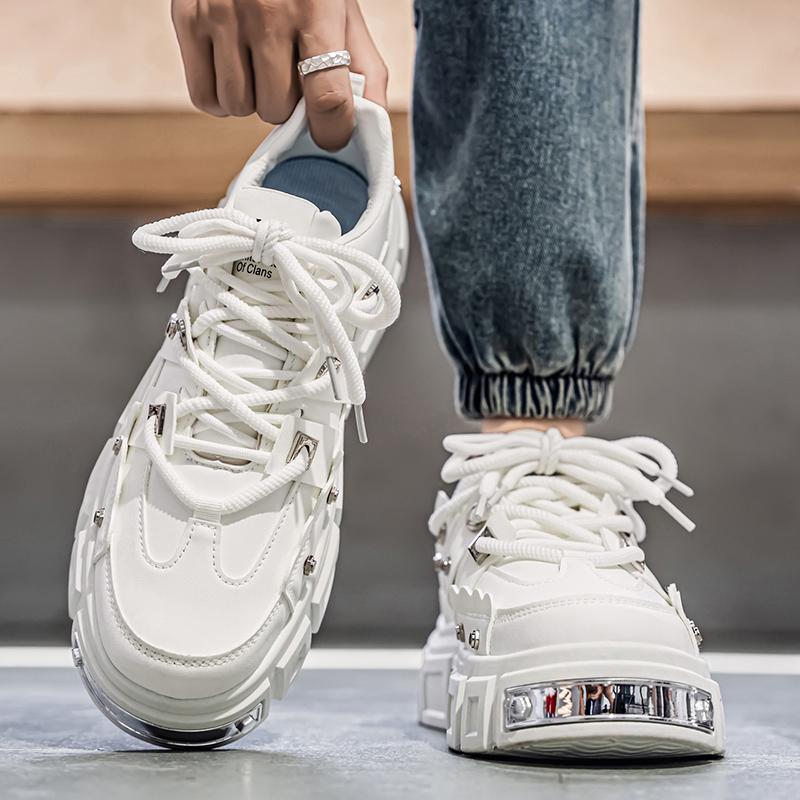 Herren Sportschuhe Punk Weiß Skateboard Schuhe Elevator Plateau Sneaker Student Lila Laufschuhe Übergröße