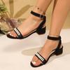 Fashion String Beads Med Heel Sandals Women One Strap Ankle Buckle Summer Sandles Woman Plus Size Thick Heeled Gladiator Sandalias Mujer