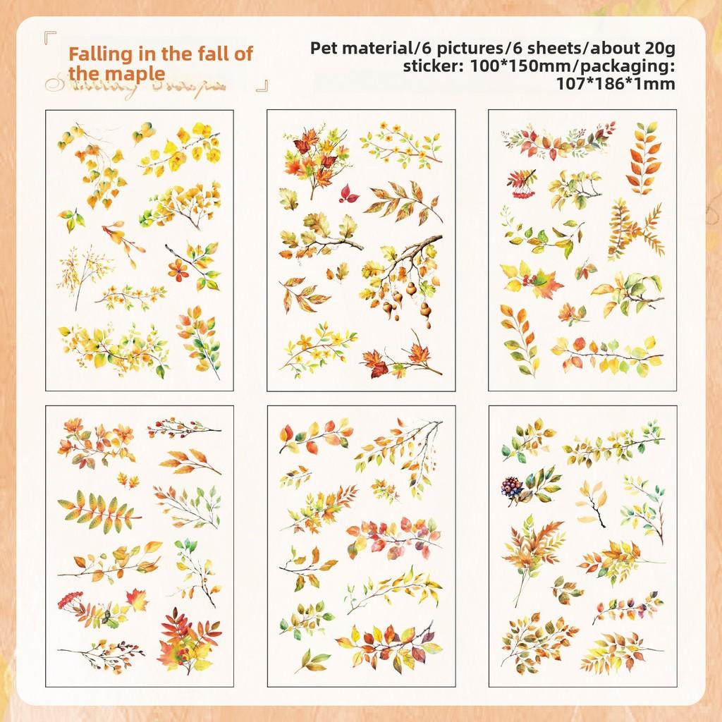 6Sheets Branches Leaves Stickers Embelishment Collage Stickers Plant Flowers for Scrapbooking Junk Journal Diary Stickers