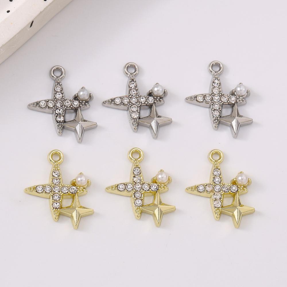 5pcs Delicate Rhinestone Star Charms Pendants for Jewelry Making DIY Necklace Earrings Bracelet Accessories Supplies