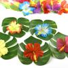 Tropical Monstera Palm Leaves Hibiscus Flower Hawaiian Luau Leaves Tropical Party Jungle Beach Table Decoration Wedding Birthday