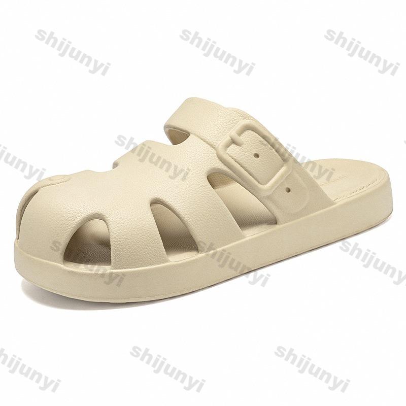Fashion Beach Men's 2025 Summer New Fashion Comfortable Soft Sole Home Slippers Men's Baotou Slip On Outdoor Casual Flat Half Sandals