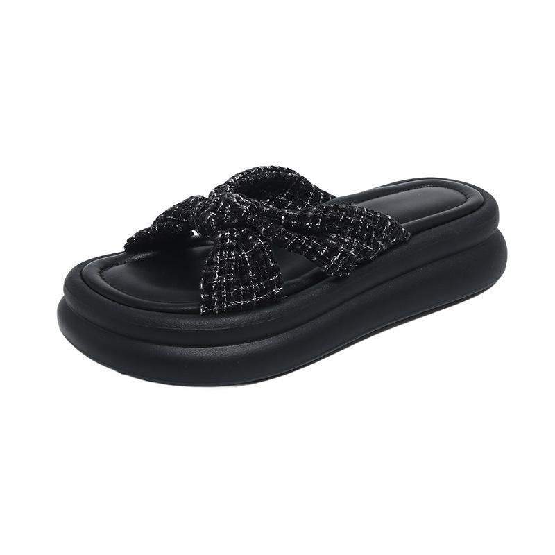 

TEH summer wear new fairy style with skirt platform beach sandals pregnant women one-word drag 35 чёрный