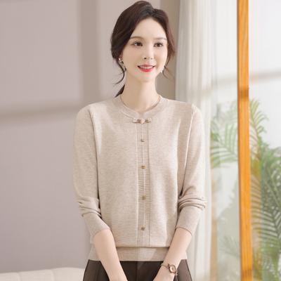 Tânără Mamă în Modă de Toamnă Cămașă Tricotată la Modă Pulover la Modă pentru Femei de Vârstă Mijlocie și Vârstnice Top de Bază Elegant
