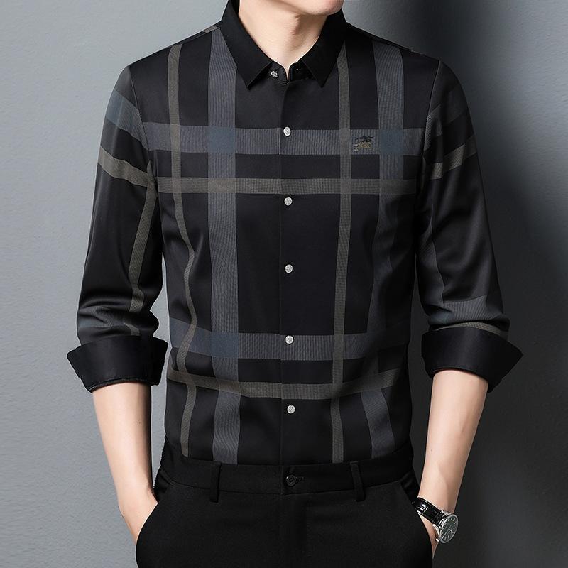 Весна и осень новая мужская рубашка с длинными рукавами корейский стиль свободный — фото 5