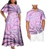 Custom Polynesische Stammen Bloemen Tattoo Jurken Dames Dame Elegant Feest Sexy Koppel Matching Puletasi Jurk Hawaïaanse Hemden Set